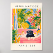 バスタブの黒いパグ、おもしろいDo用バスルームポスター ポスター (正面)