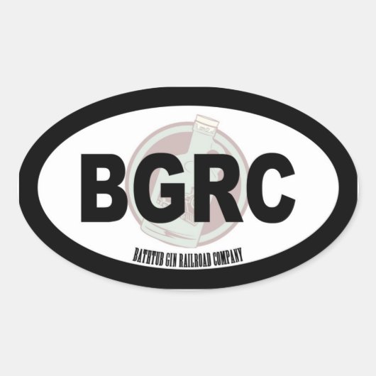 バスタブジン鉄道会社楕円文字とロゴ 楕円形シール (正面)