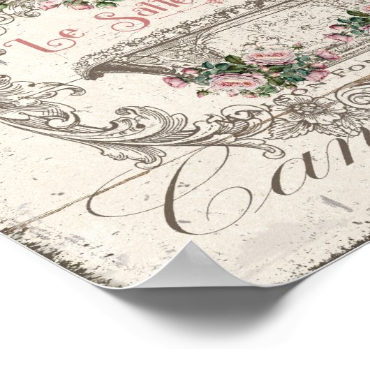 バスタブフランスのビクトリアンチェルーブピンクローゼポスター ポスター (角)