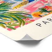 バスタブ・アートの孔雀プリント、ピンクマクシマリストデコ ポスター (角)