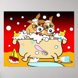 バスタブChihuahua子犬ポスター10 ポスター