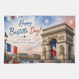 バスターユの日 アール・ド・トリオンフ パリ フランス 花火 キッチンタオル
