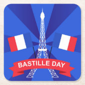 バスティーユ日7月14日フランスフランスの国民日 スクエアペーパーコースター (正面)
