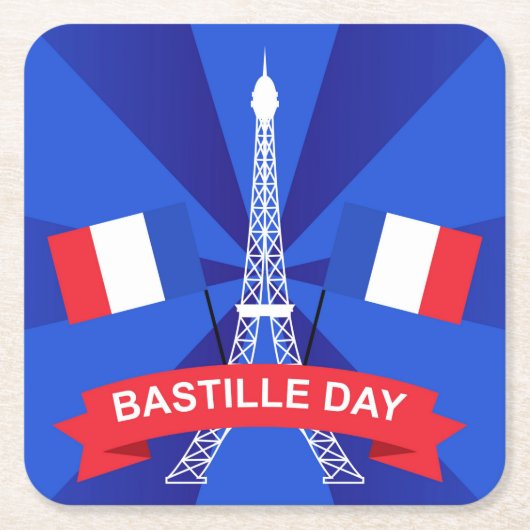 バスティーユ日7月14日フランスフランスの国民日 スクエアペーパーコースター (正面)