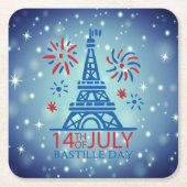 バスティーユ日7月14日フランスフランスの国民 スクエアペーパーコースター (正面)