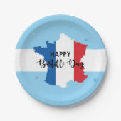 バスティーユ日7月14日フランスフランスの国立7" ペーパープレート (正面)