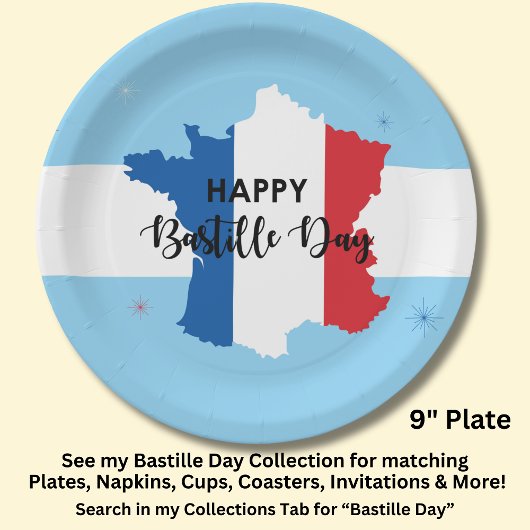バスティーユ日7月14日フランスフランスの国立9» ペーパープレート