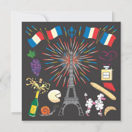 バスティーユ・デーのパーティー招待状 招待状