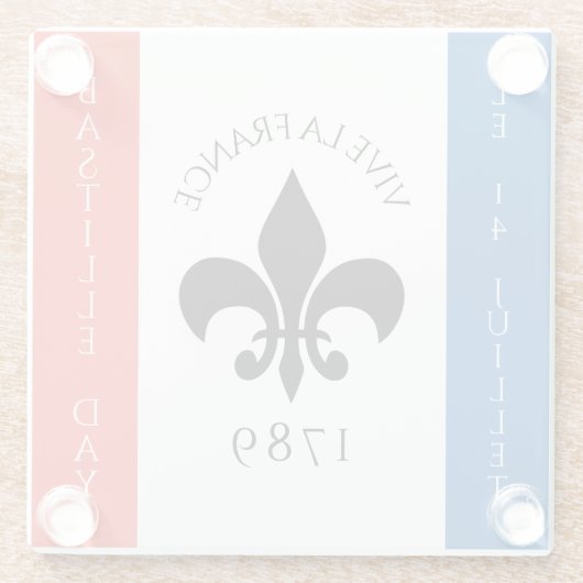 バスティーリデイフルーアデリリストリコローフランス国旗 ガラスコースター (裏面)