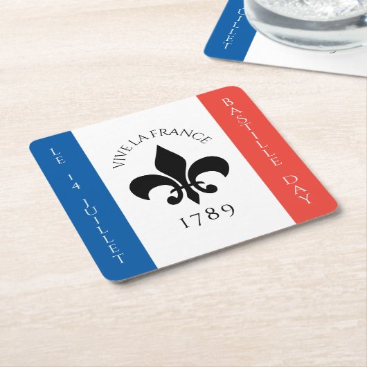 バスティーリデイフルーアデリリストリコローフランス国旗 スクエアペーパーコースター (アングル)