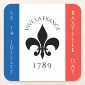 バスティーリデイフルーアデリリストリコローフランス国旗 スクエアペーパーコースター (正面)