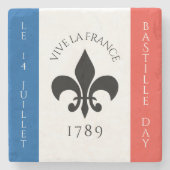 バスティーリデイフルーアデリリストリコローフランス国旗 ストーンコースター (正面)
