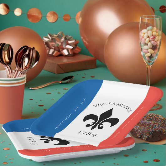 バスティーリデイフルーアデリリストリコローフランス国旗 ペーパープレート (複数)