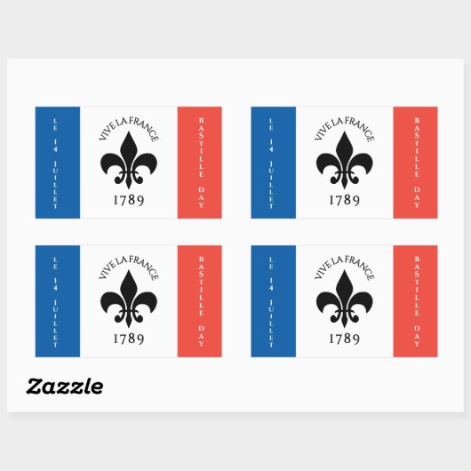 バスティーリデイフルーアデリリストリコローフランス国旗 長方形シール (シート)