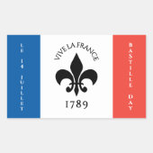 バスティーリデイフルーアデリリストリコローフランス国旗 長方形シール (正面)