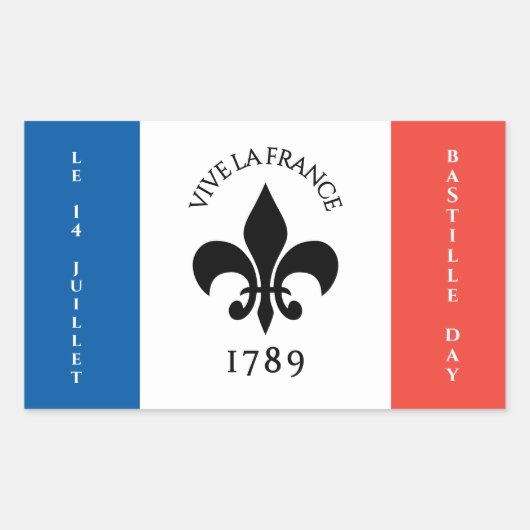 バスティーリデイフルーアデリリストリコローフランス国旗 長方形シール (正面)