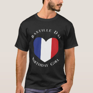 バスティーリデイ誕生日ガール7月14日フランスの旗H Tシャツ