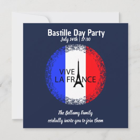 バスティーリデイ7月14日お祝い 招待状 (正面)