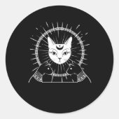 バステットエンシェントエジプト猫クレセントゴシックムーン ラウンドシール (正面)