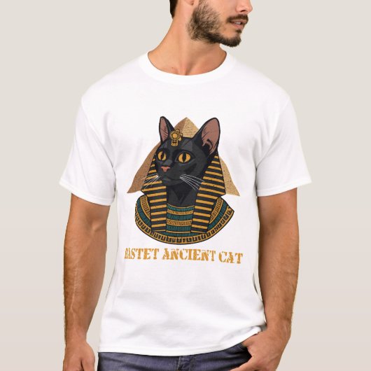 バステト古代エジプト猫の女神ビンテージアート Tシャツ (正面)