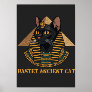 バステト古代エジプト猫の神様ビンテージアート ポスター