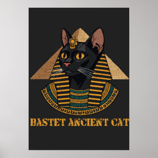 バステト古代エジプト猫の神様ビンテージアート ポスター
