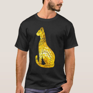 バステト 猫 エジプト ゴールド ポリゴン ヒエログリフ アーチ Tシャツ