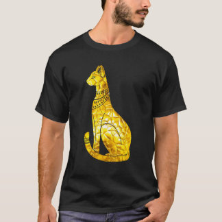 バステト 猫 エジプト ゴールド ポリゴン ヒエログリフ アーチ Tシャツ