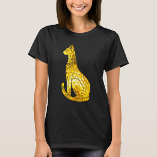 バステト 猫 エジプト ゴールド ポリゴン ヒエログリフ アーチ Tシャツ