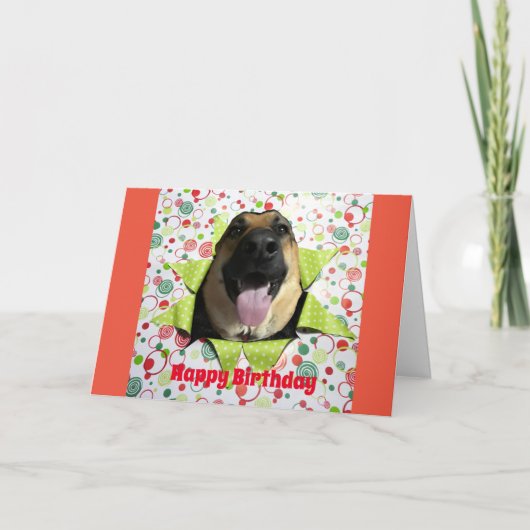 バストアウトGerman Shepherd誕生日グリーティングカード カード (正面)