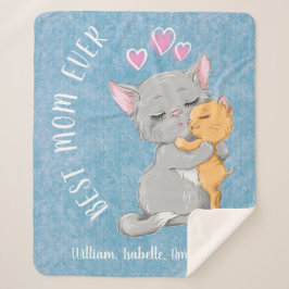 バストママ誕生日ギフトピンクハートかわいい猫ファミリー シェルパブランケット