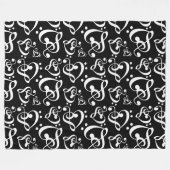 バストレブルクレフ、 音符記号ハート音符パターン フリースブランケット (正面(横))