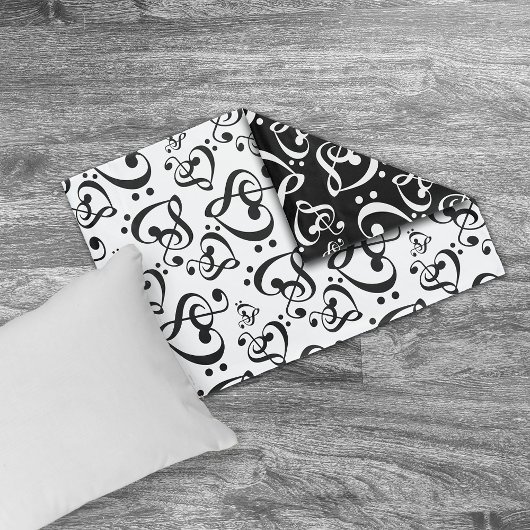 バストレブルクレフ、 音符記号ハート音符パターン 枕カバー