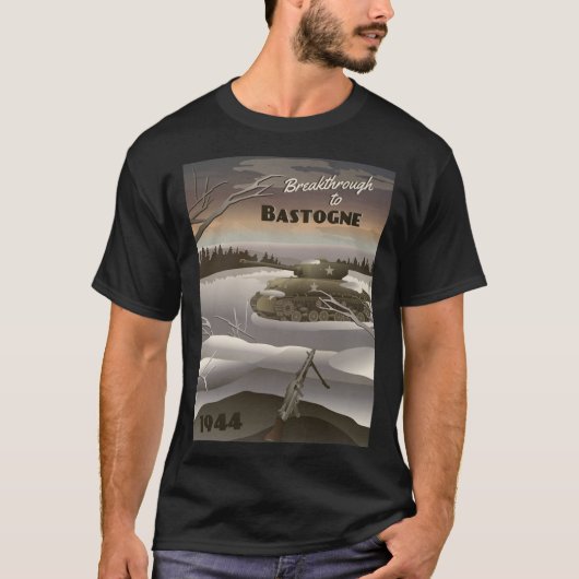 バストーニュ1944年 – バルジ・トラベル・ポスターの戦い Tシャツ (正面)
