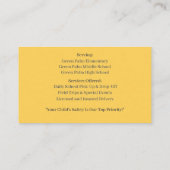 バスドライバイエロースクールバスビジネスカード 名刺 (裏面)