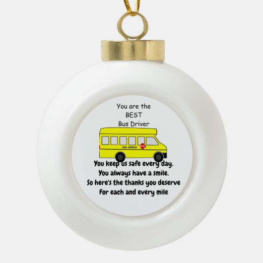 バスドライバギフト、スノーフレークオーナメント セラミックボールオーナメント (正面)