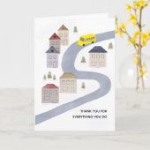 バスドライバクリスマスサンキュースクール先生 カード (黄色い花)