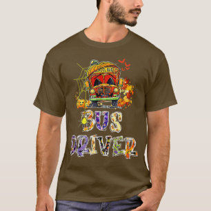 バスドライバスクールバスハロウィーンの衣装とカボチャ Tシャツ