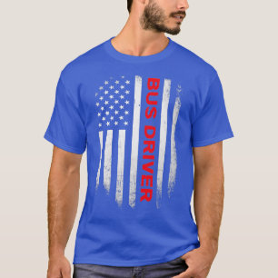 バスドライバーの米国国旗のシャツ Tシャツ