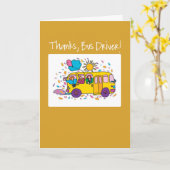 バスドライバー学校の風船の終わりありがとう カード (黄色い花)