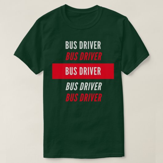 バスドライバ赤と白デザイン Tシャツ (デザイン正面)