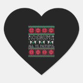 バスドラムドラマーのクリスマス醜いセーターギフト ハートシール (正面)