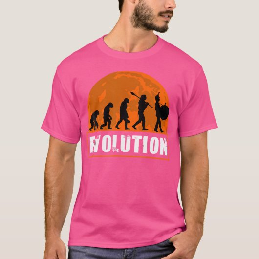 バスドラムラバーシャツ人間おもしろいの進化ギフト Tシャツ (正面)