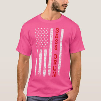 バスドラムヴィンテージアメリカ国旗の愛国的なドラマー Tシャツ