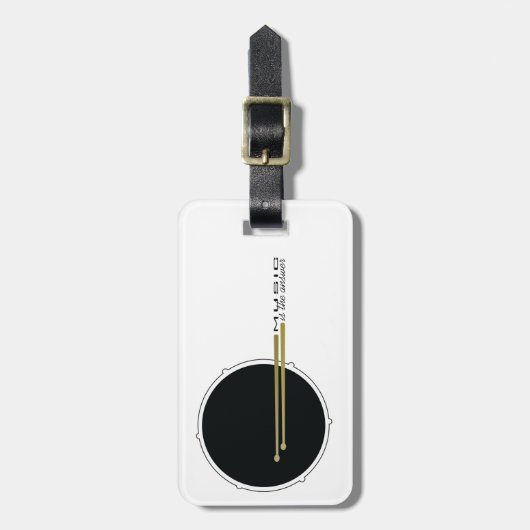 バスドラム白黒ミュージックラバー差出人住所 ラゲッジタグ (正面縦)