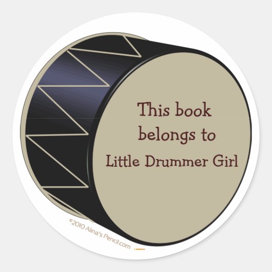 バスドラム蔵書票カスタマイズ可能ステッカーテンプレート ラウンドシール (正面)