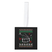 バスドラム醜いクリスマスセーター キューブオーナメント (正面)