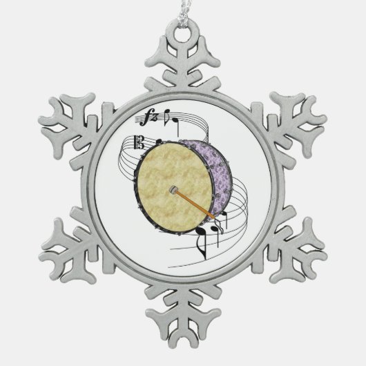 バスドラム スノーフレークピューターオーナメント (正面)