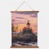 バスハーバーヘッドライトハウスサンライズ 吊り下げ型タペストリー (正面)