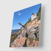 バスハーバーヘッドライトハウスメインウォールクロック スクエア壁時計 (傾斜)